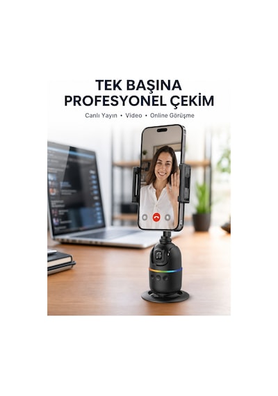 Canlı Yayın Ve Video Çekimleri İçin Otomatik Yüz Takipli Masaüstü Gimbal Yeni Nesil Çok Rnekli