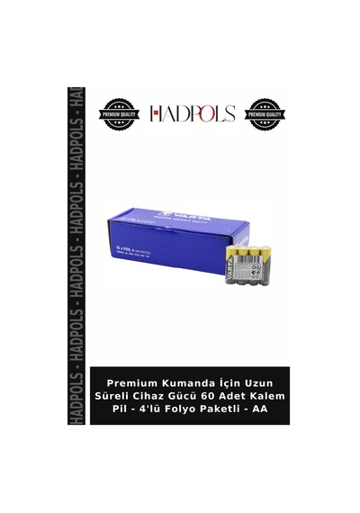 Premium Kumanda İçin Uzun Süreli Cihaz Gücü 60 Adet Kalem Pil - 4'lü Folyo Paketli - Aa
