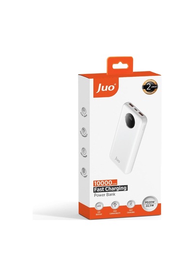 10000mah 22.5w Dijital Led Ekranlı Taşınabilir Hızlı Şarj Cihazı Powerbank Beyaz