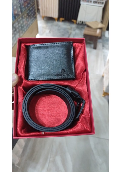 Cüzdan Kemer 2 Li Set - Kutulu Açık Mavi