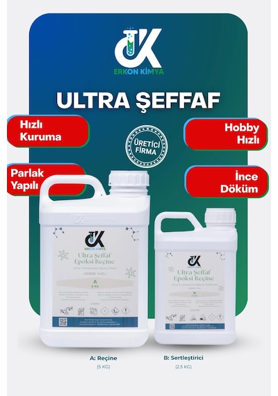 Erkon Kimya Ultra Şeffaf Hızlı Hobby Epoksi 7.5 Kg