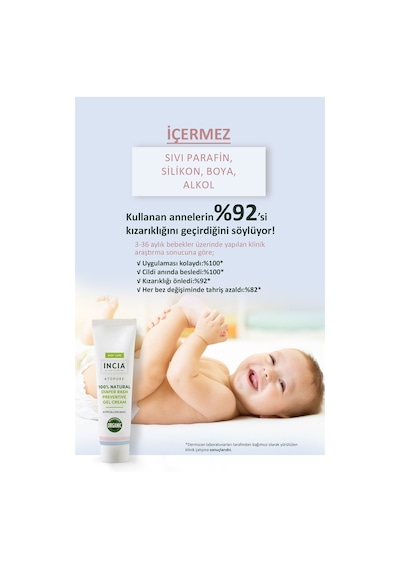 INCIA %100 Doğal Pişik Önleyici Jel Krem Organik Yalancı İğde Bakım Kremi Bitkisel 60 ml