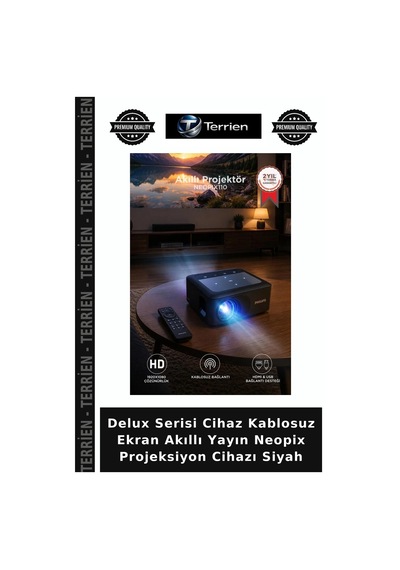 Delux Serisi Cihaz Kablosuz Ekran Akıllı Yayın Neopix Projeksiyon Cihazı Siyah