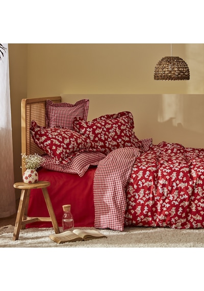 Karaca Home Carlo %100 Pamuk Çift Kişilik Nevresim Takımı Kırmızı