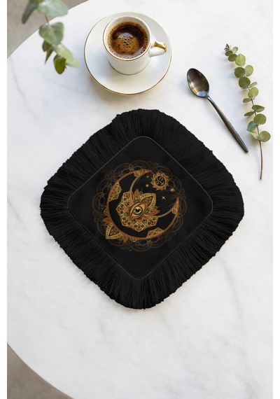 Mistisizm Lüks Ay Göz Saçaklı Sunum Peçetesi - Gotik Bohem Siyah Altın Renkli Bardak Altlığı Mendil Gün Doğumu Lila Mistisizm Lüks Ay Göz Saçaklı Sunum Peçetesi - Gotik Bohem Siyah Altın Renkli Bardak Altlığı Mendil Gün Doğumu Lila