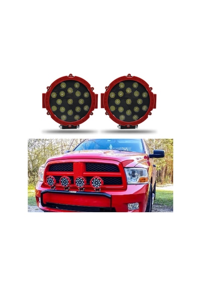 Off Road Sis Lambası 17 Ledli 51 Watt Kırmızı 4x4 Yayıcı Sis Farı