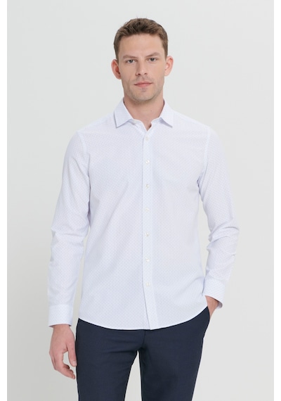 AC&Co / Altınyıldız Classics Erkek Beyaz Mavı Slim Fit Dar Kesim Klasik Yaka Pamuklu Armürlü Gömlek Beyaz Mavı AC&Co / Altınyıldız Classics Erkek Beyaz Mavı Slim Fit Dar Kesim Klasik Yaka Pamuklu Armürlü Gömlek Beyaz Mavı