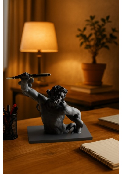 3d Dekoratif Antik Kalem Tutucu Heykel Avangard Ofis Masaüstü Aksesuar, Sanatsal Hediyelik 14x14 Cm