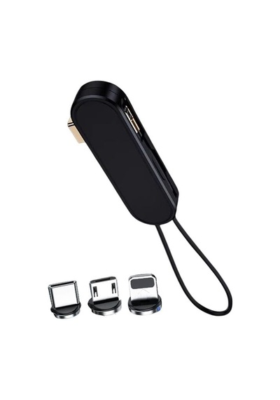 Powermaster Pm-25906 Siyah 3in1 Type C- Lightning- Micro Usb Manyetik Uç Taşınabilir Şarj Kablosu 1 Adet