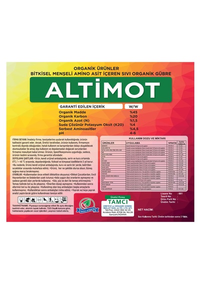 Altimot Amino Astili Sıvı Gübre 1 L