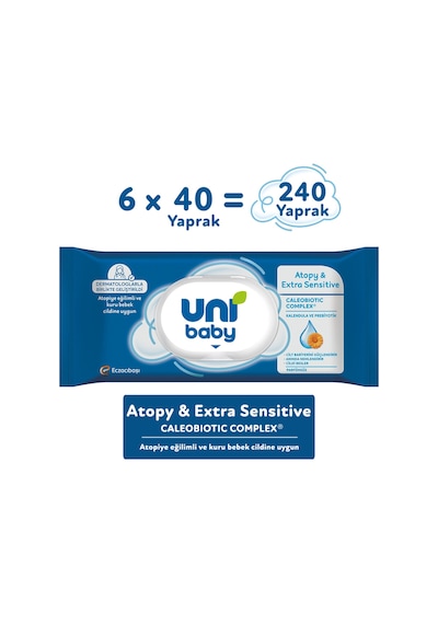 Uni Baby Atopy & Extra Sensitive Atopik Ciltlere Özel Islak Mendil 6x40 240 Yaprak 6'lı Set