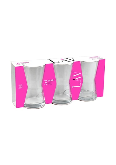 Lav Derin Cam Meşrubat Bardağı 3'lü 350 ml (Büyük Su/Kokteyl Bardağı )