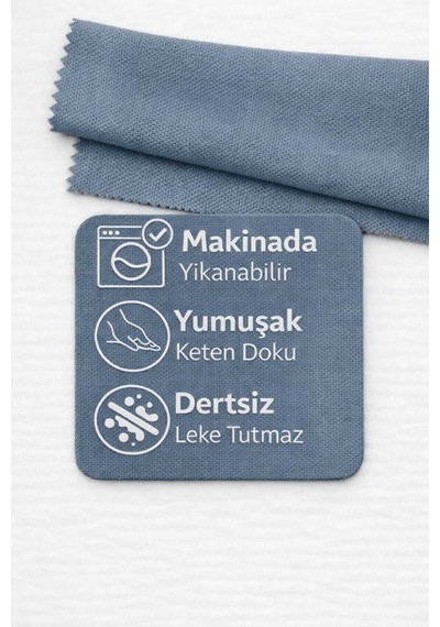 Perdeyap1980 Kadife Dokulu Açık İndigo Renk Ada Serisi Runner 40 X 140 Cm Açık Indigo