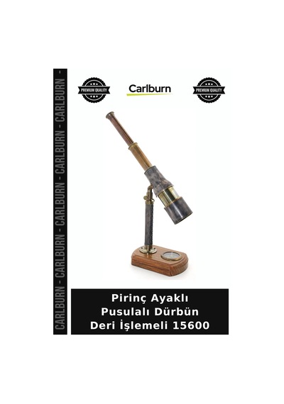 Özel Üretim Dekoratif Hediyelik Koleksiyon Antika Pirinç Ayaklı Pusulalı Dürbün Deri İşlemeli 15600