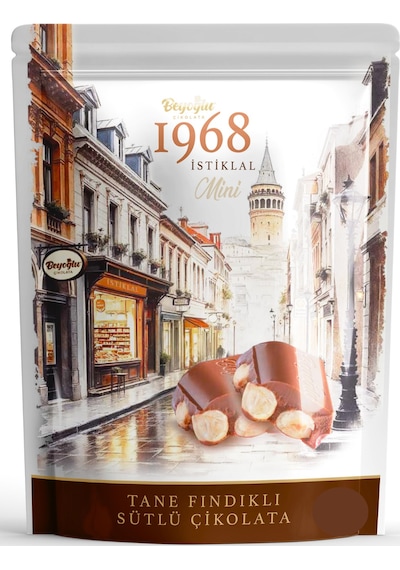 Beyoğlu 1968 İstiklal Mini Tane Fındıklı Sütlü Çikolata 150 Gr Yoğun Fındık Lezzetibeyoğlu 1968 İstiklal Mini Tane Fındıklı Sütlü Çikolata 150 Gr