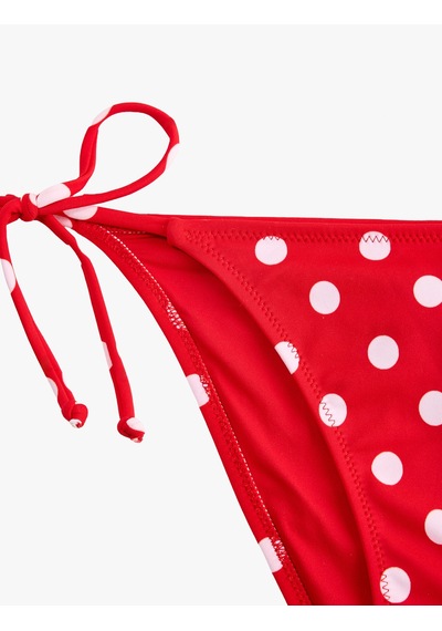 Koton Koton X Sibil Çetinkaya - Bağlamalı Yanları İpli Puantiyeli Bikini Altı Kırmızı Desenli 6sak00222mm