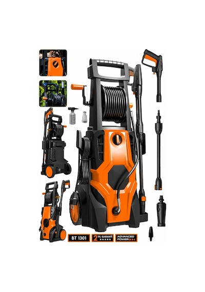 Butools ST-15 140-6 PowerControl 180 Çelik Şanzuman Musluk ve Kovadan Çekme Yüksek Basınçlı Bahçe Oto Yıkama Makinesi Turuncu