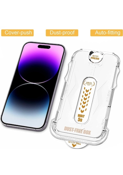 Apple Uyumlu   iPhone 16 Promax Kolay Uygulama Aparatlı 9h Ekran Koruyucu