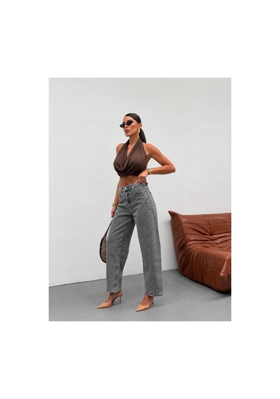 Kene Jeans Kar Siyah Ön Detaylı Yan Parçalı Baggy Jeans Kot/denim Pantolon Kar Siyah