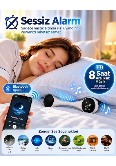 Bluetooth Uyku Hoparlörü Yastık Altı Ses Çalar 8 Saat Süreli Rahatlatıcı Müzik Cihazı Bx-316051