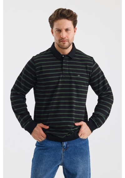 Alexander Gardi Alexandergardı Polo Yaka Çizgili Regular Fit Sweatshırt Wk25214 001