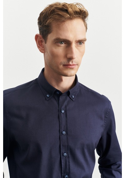AC&Co / Altınyıldız Classics Erkek LACI Slim Fit Dar Kesim Düğmeli Yaka Gabardin Desenli Gömlek Çok Renkli