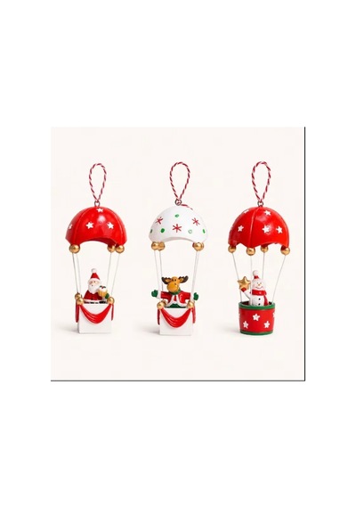 Yılbaşı Ağacı Süsü 13 Cm Uçan Balonlu Noel Baba, Kardan Adam Ve Geyik Figürlü Ağaç Süsü Seçenekleri 1 Adet Diğer
