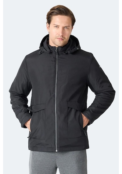 Slazenger Gravel Erkek Kapüşonlu Siyah Mont & Kaban