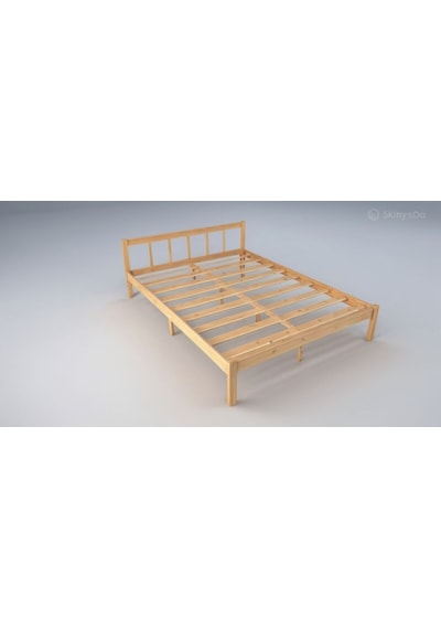 160cm X 200cm Doğal Masif Ahşap Yuvarlak Çıtalı Başlıklı Karyola Doğal Ahşap Natural Renk 160cm X 200cm Doğal Masif Ahşap Yuvarlak Çıtalı Başlıklı Karyola Doğal Ahşap Natural Renk