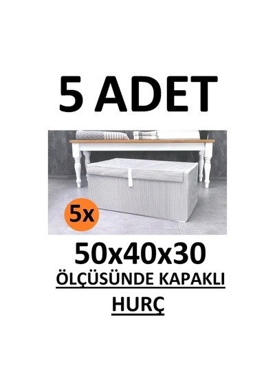 Daisyhome 5 Adet Kapaklı Kutu Hurç Maxi Boy 50 40 30 Çok Amaçlı Kutu Hurç