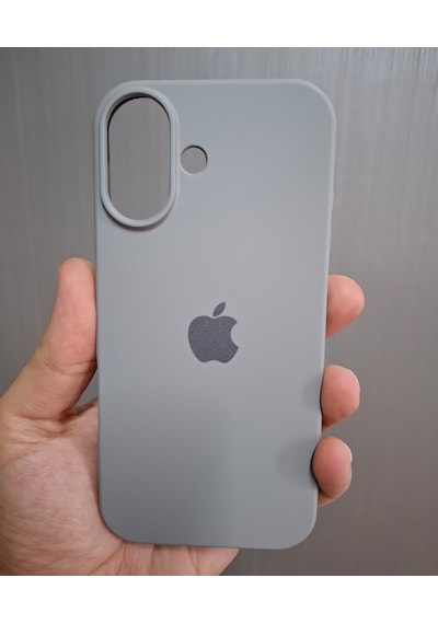 Apple Uyumlu iPhone 17 Logolu İçi Kadife Silikon Lansman Kılıf Gri