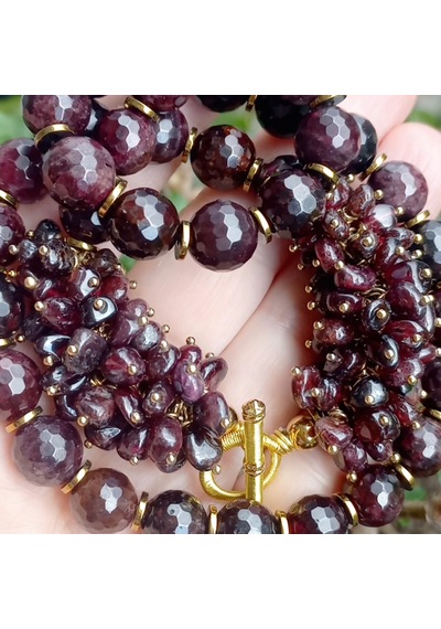 2603 Garnet Hematit El Yapımı Kolye Bordo