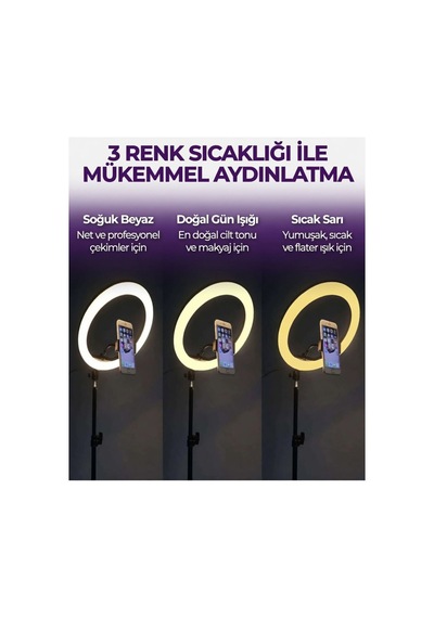 10 İnç Ring Light Tripod Selfie Işığı Telefon Tutucu Tiktok Youtube Makyaj Çekim Lambası 2.1 Mt