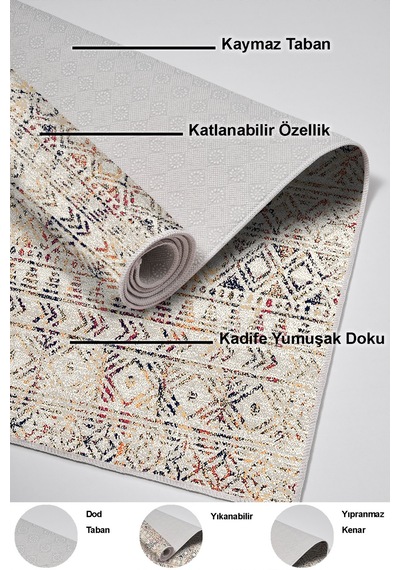 Dekoreko Kaymaz Taban Djt Banyo Halısı Trend Iskandinav F5139 Bej