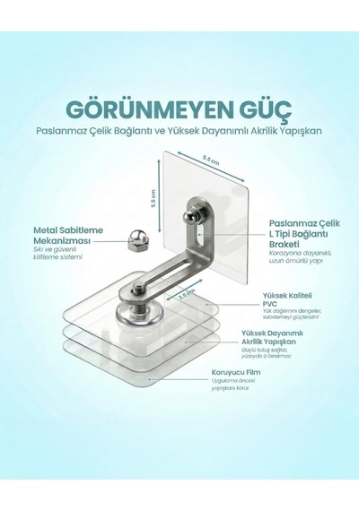 Güvenli Adımlar - Çocuk ve Deprem Güvenliği İçin Vidasız Mobilya Sabitleyici Devrilme Önleyici Dolap Sabitl Çok Renkli