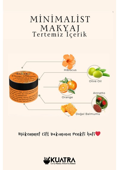 Orange Blossom Lip-cheek-eye Tint Doğal İçerikli Çok Amaçlı Allık, Ruj, Göz Farı Makyaj Beraberinde Çok Değerli Besleyici Cilt Bakımı Turuncu