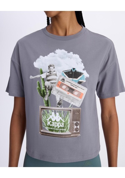 Kappa Authentic Alessi Kadın Antrasit Comfort Tişört