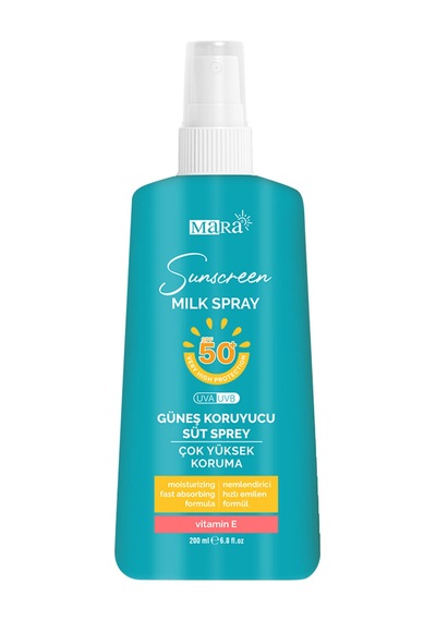 Mara Sunscreen Milk Çok Yüksek Korumalı Güneş Koruyucu Süt Spreyi Spf 50+ 200 Ml