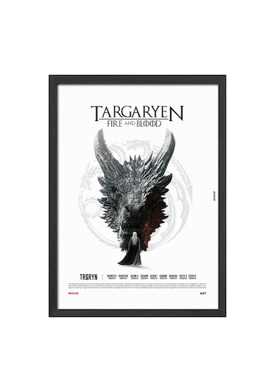 Targaryen Siyah Ahşap Çerçeveli Poster, Dizi Duvar Tablosu