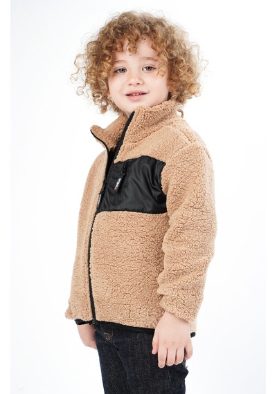Dublino Kids Erkek Çocuk Welsoft Peluş Sweatshirt Hırka Açık Kahverengi