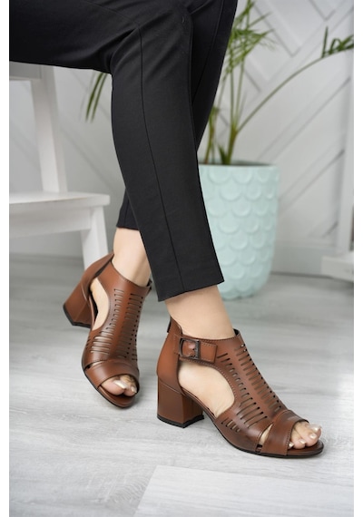 Nesil Shoes Conf 111 Taba Fermuarlı Yazlık Kadın Ayakkabı-taba Taba