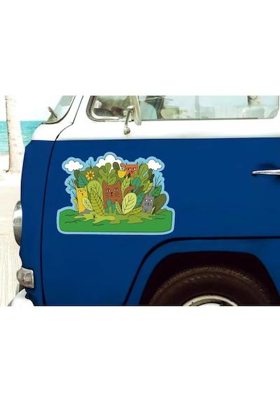 Kedi Aile Kedigiller Sticker Araba Oto Motosiklet Karavan 02504 15x10 Cm