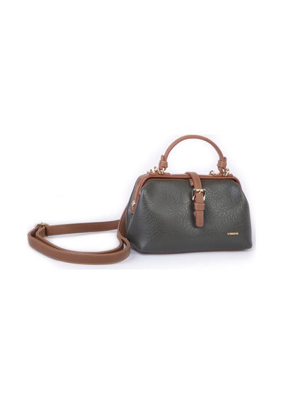 Nas Bag Hakiki Deri Görünümlü Vintage Doktor Çantası Küçük Boy El Ve Omuz Çantası Haki Taba Victoria