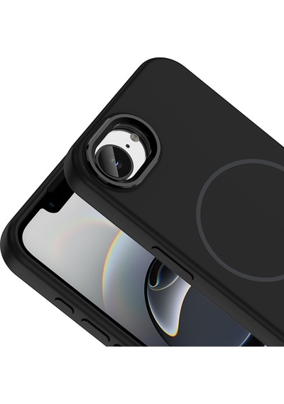 Maks Technology iPhone Uyumlu 16e Kılıf M-safe Şarj Özellikli Metal Kamera Çerçeveli Mkst Edi Silikon Kapak - Siyah