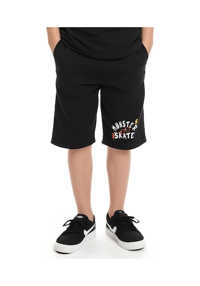 Fyk Kids Erkek Çocuk Tişört-şort Skate Baskılı Alt-üst Takım Siyah
