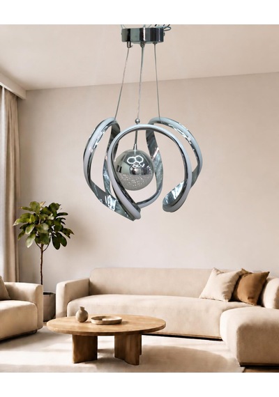 Ahtapot 3 Lü Büyük Modern Ledli Avize Çizgili 3 Renk Power Ledli Krom Kaplama Yatak Odası Salon Mutfak