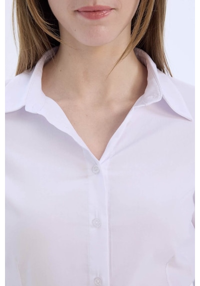 Defacto Regular Fit Basic Düz Bengalin Beyaz Kadın Gömlek I5278az/wt36 Beyaz