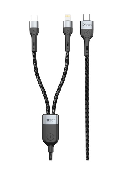 Ixtech Ix-uc018 Black İkisi Bir Arada Lightning Ve Type-c Şarj Ve Data Kablosu - Hızlı Şarj, Pd 60w Ve Dayanıklı Tasarım