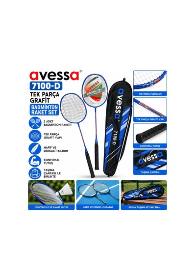 Avessa 7100-d Grafit Badmington Raketi Seti