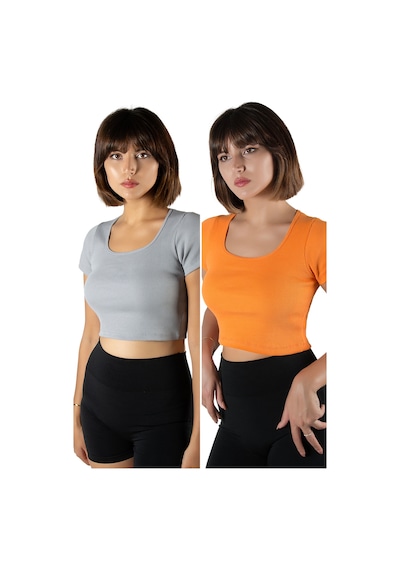 Terapi Men 2'li Paket Açık Gri Turuncu Havuz Yaka Fitted/vücuda Oturan Kısa Kol Crop Tişört Açık Gri Turuncu Terapi Men 2'li Paket Açık Gri Turuncu Havuz Yaka Fitted/vücuda Oturan Kısa Kol Crop Tişört Açık Gri Turuncu